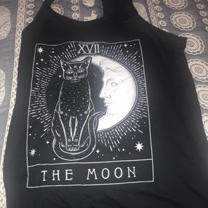 Celestial cat moon tee tank